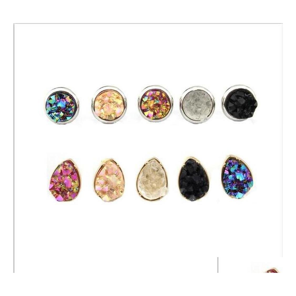 Stud Fashion Gold Sier Round Teardrop Square Druzy Earrings Mini Geometric Dot Black Quartze Stone Drusy Earring Jewelry Drop Deliver Dhr5N
Stud Fashion Gold Sier Round Teardrop Square Druzy Earrings Mini Geometric Dot Black Quartze Stone Drusy Earring Jewelry Drop Deliver Dhr5N