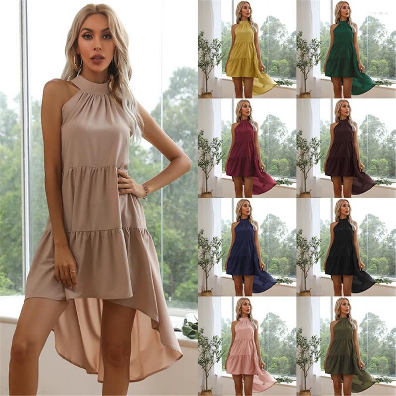 Casual Dresses Summer Women' Halter Skirt Solid Color Back Long Front Short Waist Slim Irregular Dress Ladies Sexy Sleeveless Clothes, Yellow
Casual Dresses Summer Women' Halter Skirt Solid Color Back Long Front Short Waist Slim Irregular Dress Ladies Sexy Sleeveless Clothes, Yellow