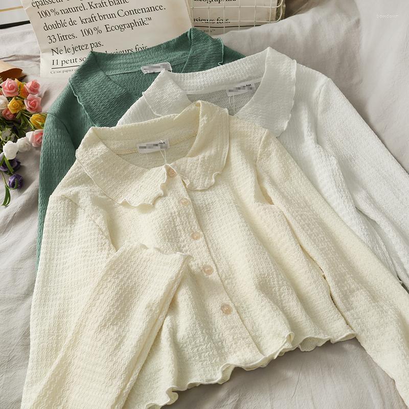 Women' Blouses 2022 Autumn Small Fresh And Wrinkled ShortShirt Top Single-breasted Bottoming Women' Wooden Ears Doll Collar, Green
Women' Blouses 2022 Autumn Small Fresh And Wrinkled ShortShirt Top Single-breasted Bottoming Women' Wooden Ears Doll Collar, Green