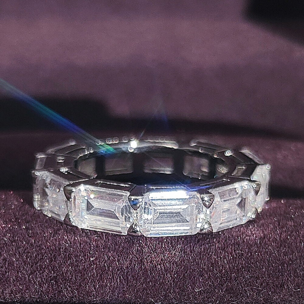 New Trendy Princess 925 Sterling Silver aesthetic Eternity Band Ring For Women Lady Anniversary Gift Jewelry Bulk Sell