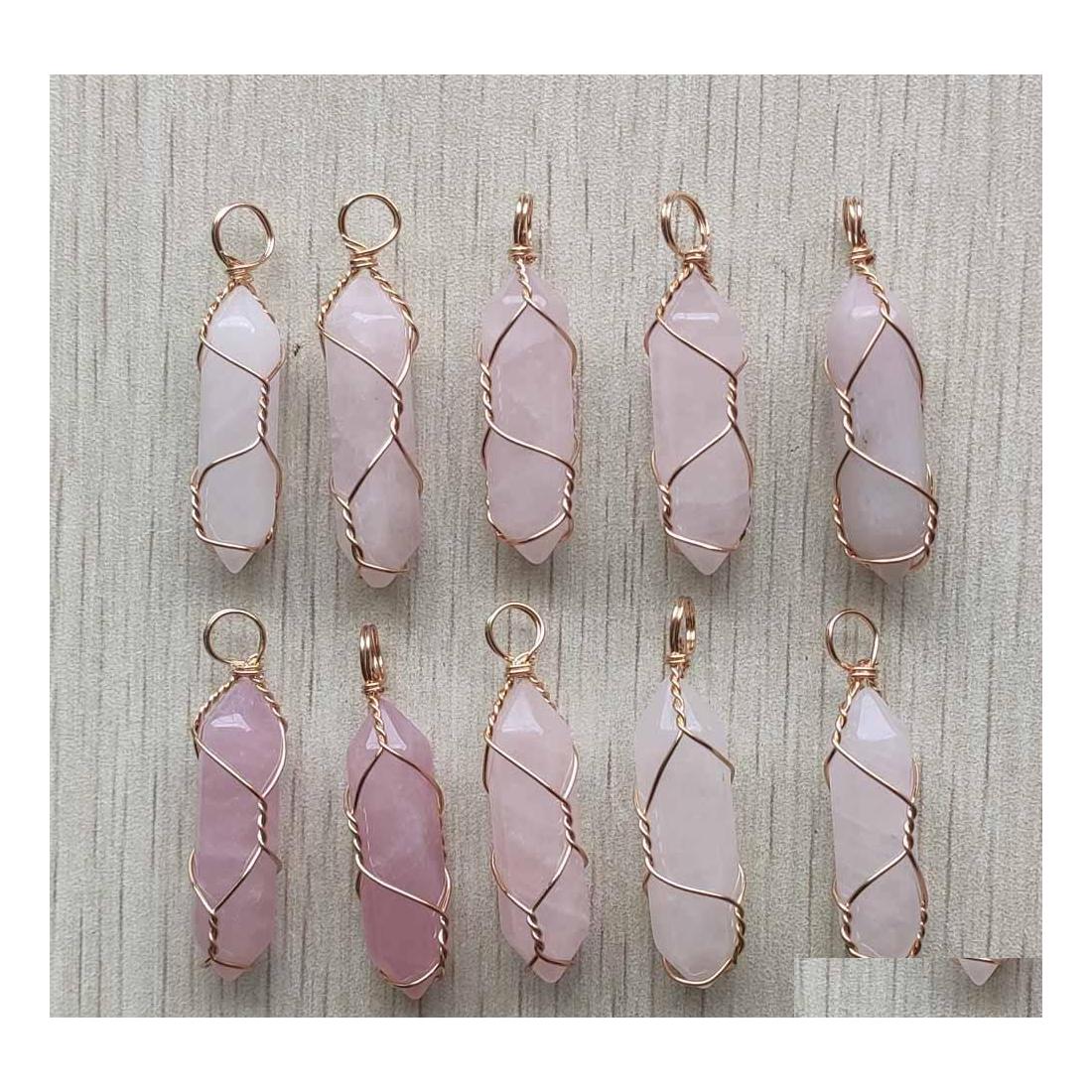 Charms Gold Wire Wrapped Rose Quartz Hexagon Pendum Chakra Pendant Healing Pink Crystal Stone Hangings Fashion Jewelry Making Drop D Dhka2
Charms Gold Wire Wrapped Rose Quartz Hexagon Pendum Chakra Pendant Healing Pink Crystal Stone Hangings Fashion Jewelry Making Drop D Dhka2