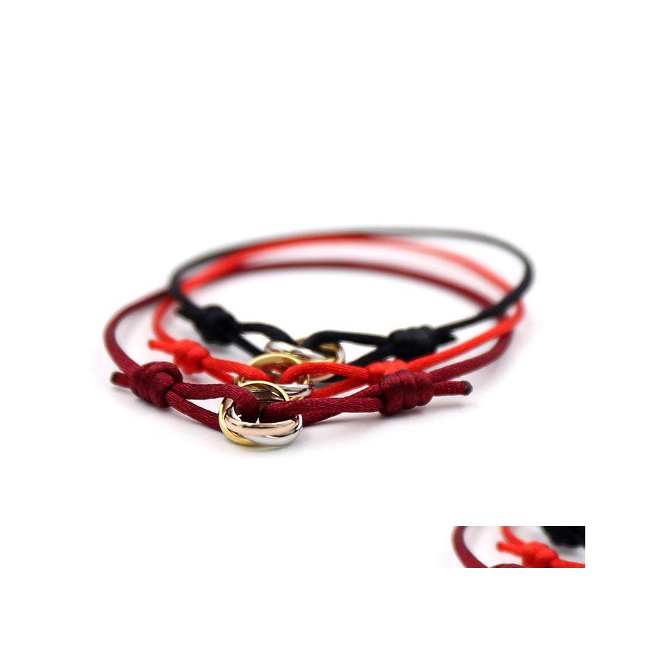 Charm Bracelets 316L Stainless Steel Trinity Ring String Bracelet Three Rings Hand Strap Couple For Women And Men Fashion Jelry Famo Dhf2E
Charm Bracelets 316L Stainless Steel Trinity Ring String Bracelet Three Rings Hand Strap Couple For Women And Men Fashion Jelry Famo Dhf2E
