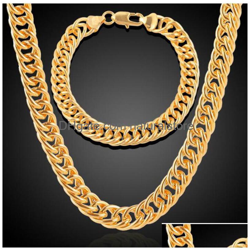 Bracelet Necklace Europe And The United States Mens Thick Tight Link 18K Yellow Plated Gold Finish Miami Cuban Chain Set Drop Deli Dhc3M, Golden
Bracelet Necklace Europe And The United States Mens Thick Tight Link 18K Yellow Plated Gold Finish Miami Cuban Chain Set Drop Deli Dhc3M, Golden