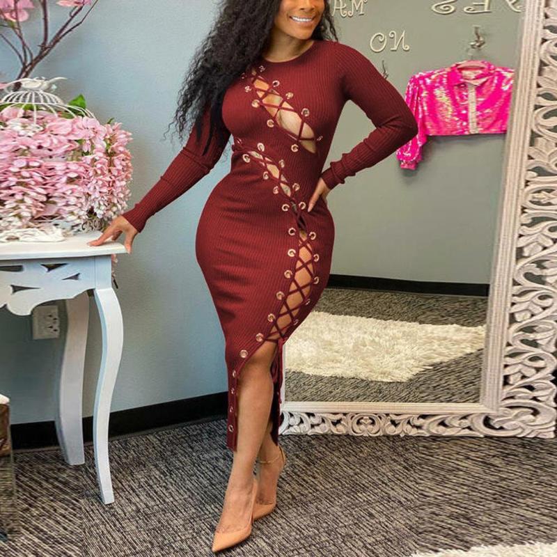 Casual Dresses Fashion Sexy Dress For Women Solid Round Neck High Waisted Lace Up Bodycon Autumn Winter Mid Calf Elegant Clothes, Black dress
Casual Dresses Fashion Sexy Dress For Women Solid Round Neck High Waisted Lace Up Bodycon Autumn Winter Mid Calf Elegant Clothes, Black dress