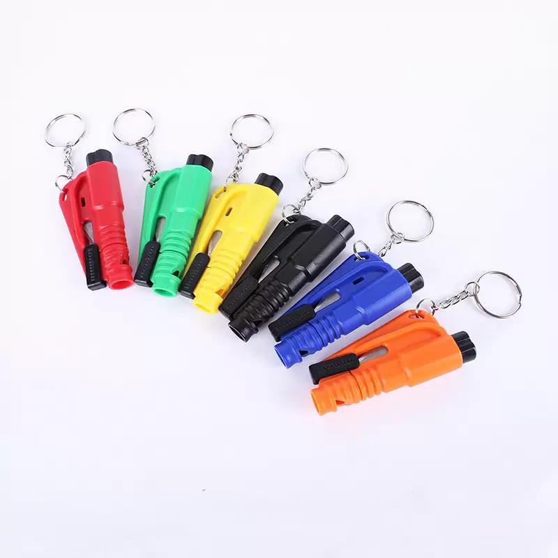 

Self defense keychains life saving hammer key chain rings portable emergency rescue car accessories seat belt window break tools safety glass breaker three in one