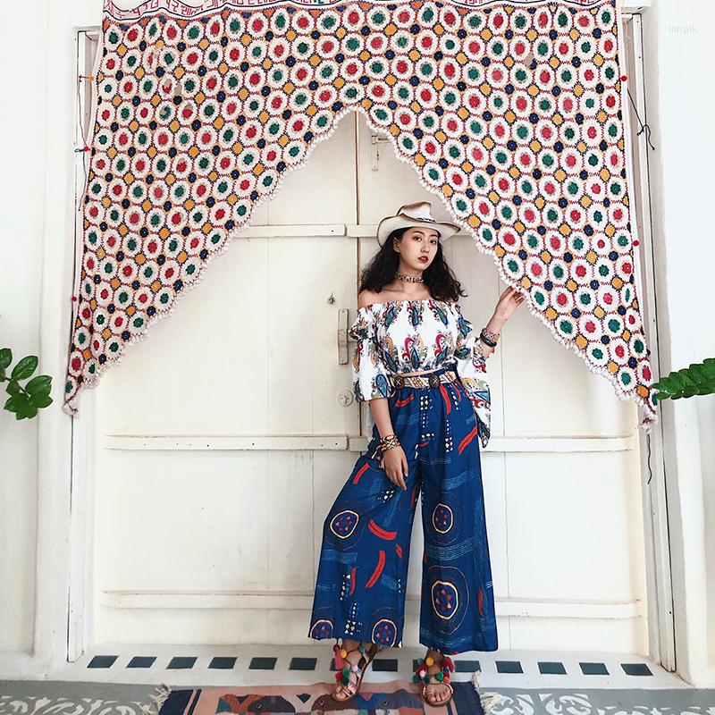 Women's Pants Women's Bohemian Thailand Travel Beach Ethnic Geometric Printed High Waist Sunscreen Loose Wide Leg, Blue
Women's Pants Women's Bohemian Thailand Travel Beach Ethnic Geometric Printed High Waist Sunscreen Loose Wide Leg, Blue