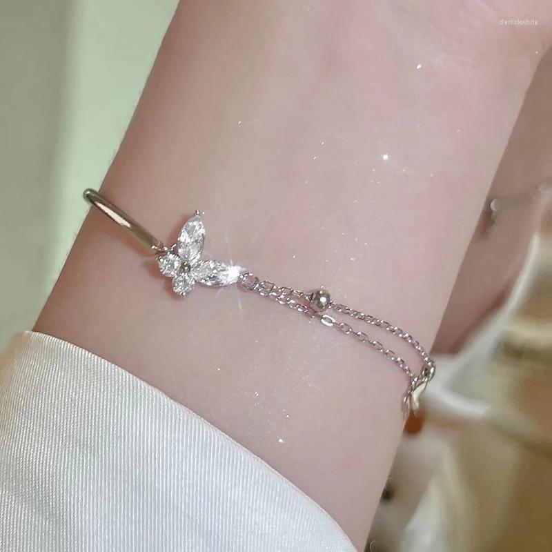 Link Bracelets Fashion Micro Zircon Butterfly Bracelet For Women Exquisite Stitching Double Chain Charm Chunky Jewelry Gift Braclet
Link Bracelets Fashion Micro Zircon Butterfly Bracelet For Women Exquisite Stitching Double Chain Charm Chunky Jewelry Gift Braclet