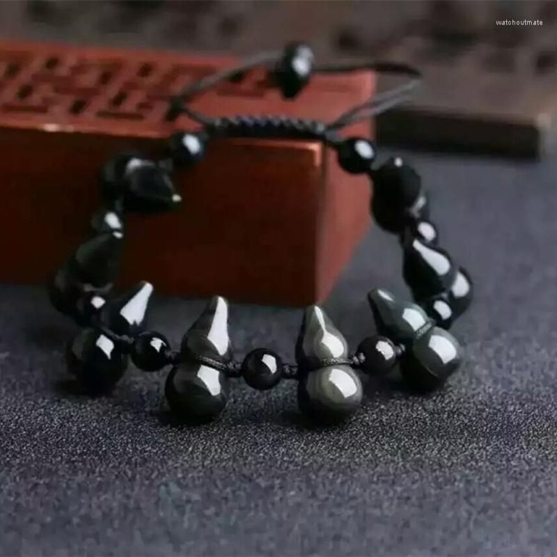 Charm Bracelets Obsidian Bracelet Natural Stone Hulu Gourd Chinese Feng Shui Men Women Wealth Good Luck Adjust Handmade Jewelry
Charm Bracelets Obsidian Bracelet Natural Stone Hulu Gourd Chinese Feng Shui Men Women Wealth Good Luck Adjust Handmade Jewelry