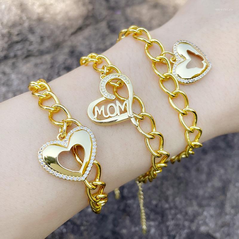 Charm Bracelets EYIKA Fashion Shiny Zircon Love Heart Gold Plated Cuban Link Chain Bracelet MOM Letter Butterfly Bangle Women Statement
Charm Bracelets EYIKA Fashion Shiny Zircon Love Heart Gold Plated Cuban Link Chain Bracelet MOM Letter Butterfly Bangle Women Statement
