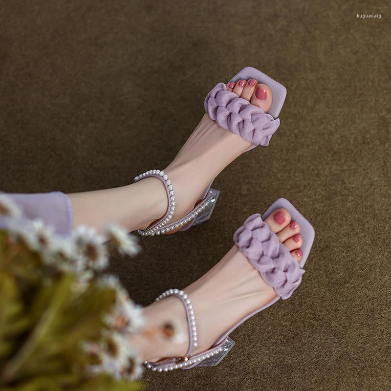 Sandals Comfortable Mesh Niche Women's 2022 Summer Fairy Wind Woven One-word Belt Thick Heels High Pearls, Purple
Sandals Comfortable Mesh Niche Women's 2022 Summer Fairy Wind Woven One-word Belt Thick Heels High Pearls, Purple
