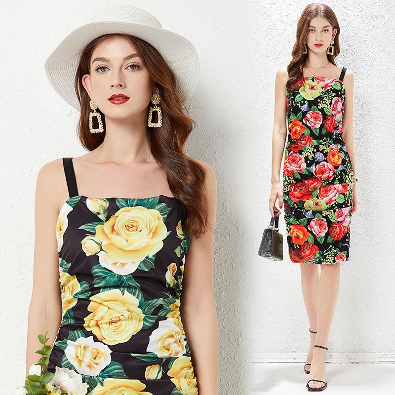 Casual Dresses 2022 Summer Women's High-end Temperament Sexy Elastic Wrinkle Slim Fit Suspender Rose Print Hip Bag Fashion Elegant Dress, Yellow
Casual Dresses 2022 Summer Women's High-end Temperament Sexy Elastic Wrinkle Slim Fit Suspender Rose Print Hip Bag Fashion Elegant Dress, Yellow