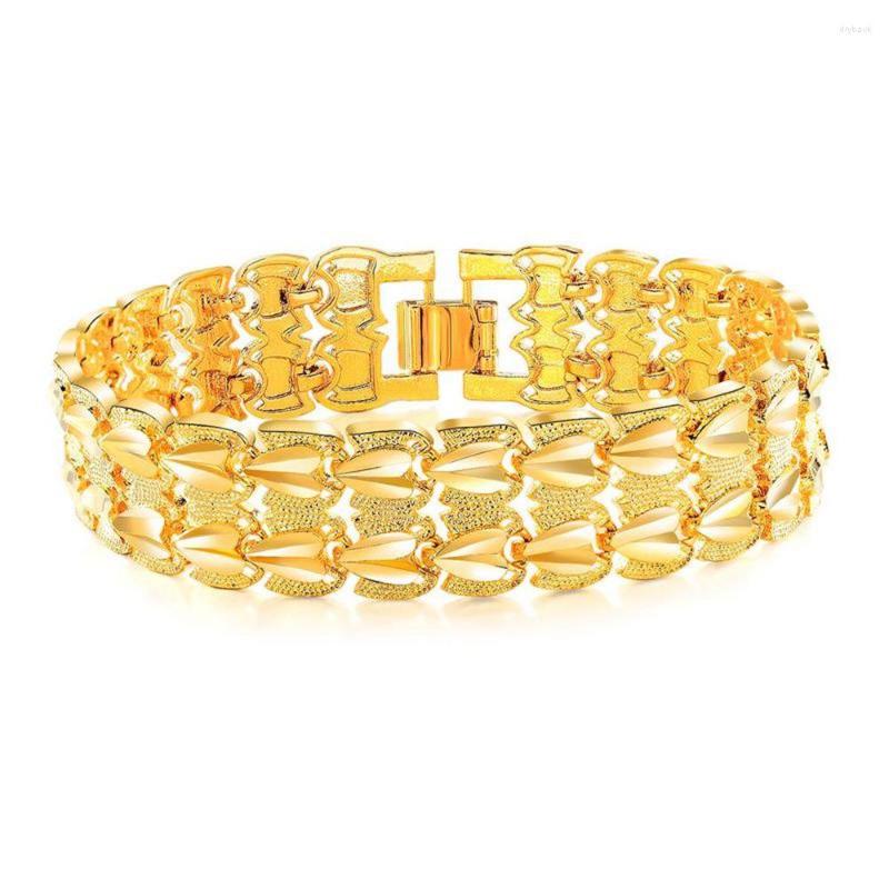 Link Bracelets 16mm Wristband Chain Yellow Gold Filled 2-row Heart Design Womens Mens Bracelet Trendy Jewelry
Link Bracelets 16mm Wristband Chain Yellow Gold Filled 2-row Heart Design Womens Mens Bracelet Trendy Jewelry
