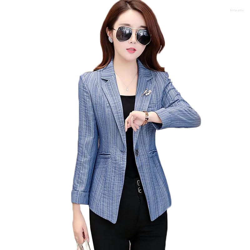 Women' Suits Spring Autumn Women Blazer 2022 Formal Blazers Lady Office Work Suit Pockets Jackets Coat Slim Black Femme, Blue stripes
Women' Suits Spring Autumn Women Blazer 2022 Formal Blazers Lady Office Work Suit Pockets Jackets Coat Slim Black Femme, Blue stripes