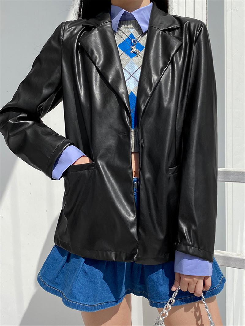 Women' Suits Women Black PU Leather Blazer Casual Cool Smooth Lapel Neck Long Sleeve Single Button Pocket Jacket Coats For
Women' Suits Women Black PU Leather Blazer Casual Cool Smooth Lapel Neck Long Sleeve Single Button Pocket Jacket Coats For