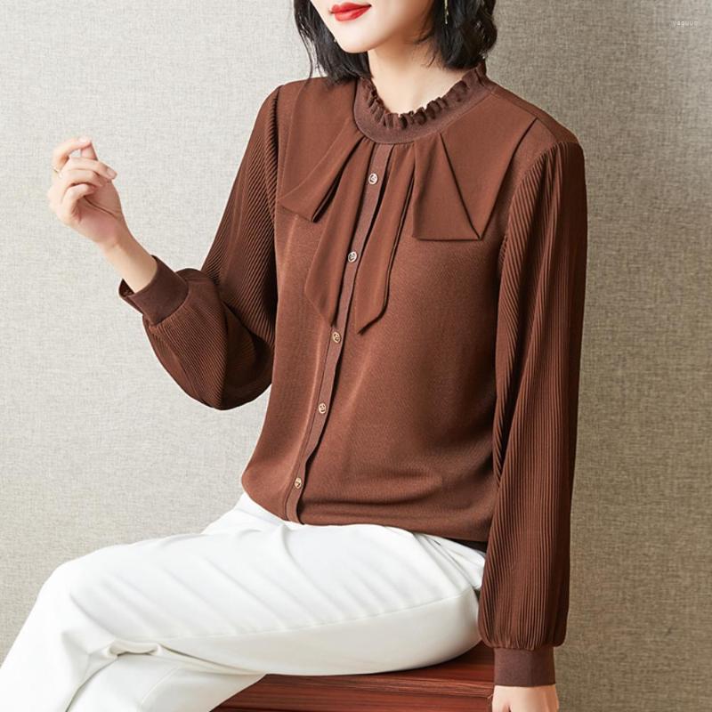 Women's Blouses Leisure Coffee Black Shirts Autumn Chiffon Top Lady Loose Folds Long Sleeve Oversized Shirt Womens Casual Blusas Mujer
Women's Blouses Leisure Coffee Black Shirts Autumn Chiffon Top Lady Loose Folds Long Sleeve Oversized Shirt Womens Casual Blusas Mujer
