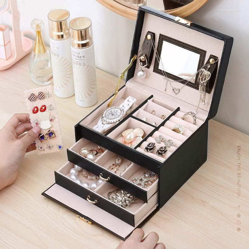 Jewelry Pouches Jaycas Box Mirrored 3-layer Large Capacity Casket Makeup Organizer Earring Holder Storage Gift Boxes
Jewelry Pouches Jaycas Box Mirrored 3-layer Large Capacity Casket Makeup Organizer Earring Holder Storage Gift Boxes