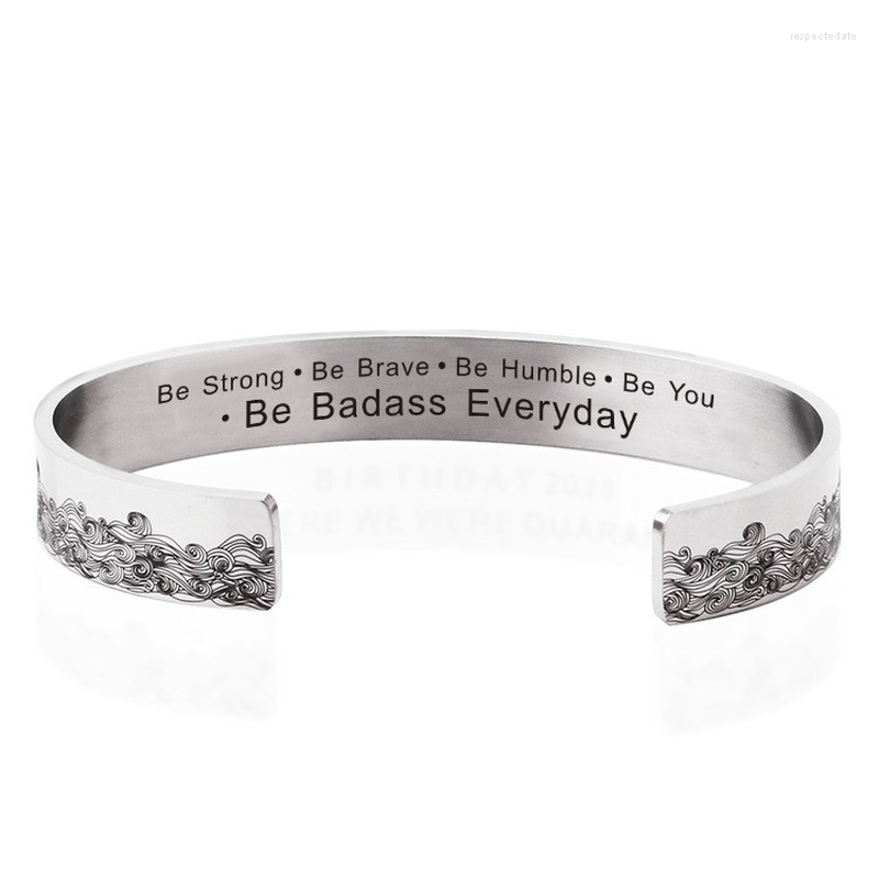 Bangle 2022 Inspirational Bracelet Strong And Brave Waves Encouraging 10mm Stainless Steel Charm Bracelets For Women 
Bangle 2022 Inspirational Bracelet Strong And Brave Waves Encouraging 10mm Stainless Steel Charm Bracelets For Women