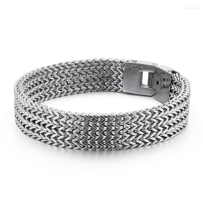 Charm Bracelets Fashion Men Curb Chain Silver Color Gold Retro Black Titanium Steel Four Layer Keel Square Scale Jewelry
Charm Bracelets Fashion Men Curb Chain Silver Color Gold Retro Black Titanium Steel Four Layer Keel Square Scale Jewelry
