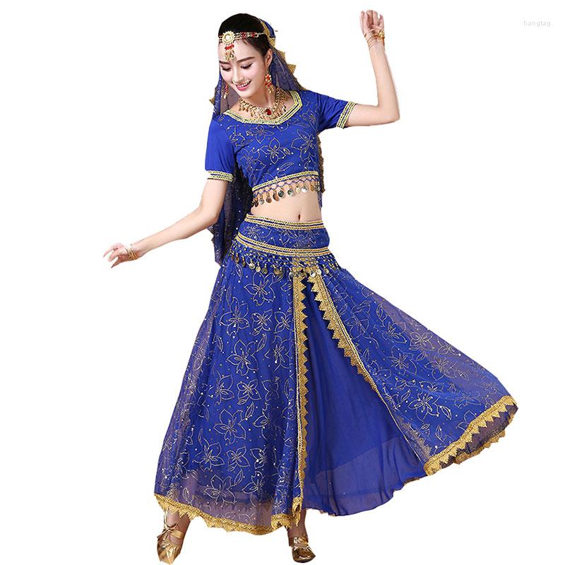 Stage Wear 4pcs Performance Belly Dance Costume Bollywood Dress Bellydance Womens Dancing Sets, Blue
Stage Wear 4pcs Performance Belly Dance Costume Bollywood Dress Bellydance Womens Dancing Sets, Blue