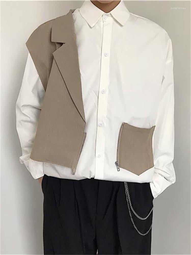 Men's Casual Shirts Stitching Fake Two For Men Women Spring Autumn Korean Irregular Design Loose Suit Vest Shirt Trend Elegant Unisex Blouse, Black
Men's Casual Shirts Stitching Fake Two For Men Women Spring Autumn Korean Irregular Design Loose Suit Vest Shirt Trend Elegant Unisex Blouse, Black