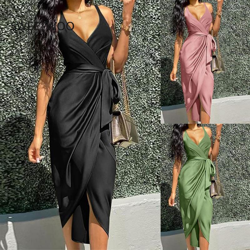 Casual Dresses 2022 Sexy Sling Slim With Belt Irregular Dress For Women Solid Color V Neck Slip Female High Waist Backless, Black
Casual Dresses 2022 Sexy Sling Slim With Belt Irregular Dress For Women Solid Color V Neck Slip Female High Waist Backless, Black