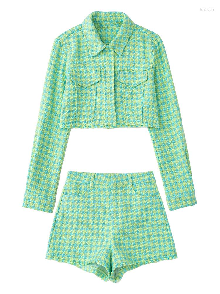 Women's Tracksuits 2022 Fashion Frayed Trim Houndstooth Textured Tweed Sets Womens Outfits Cropped Jacket And High Waist Shorts Two Piece
Women's Tracksuits 2022 Fashion Frayed Trim Houndstooth Textured Tweed Sets Womens Outfits Cropped Jacket And High Waist Shorts Two Piece