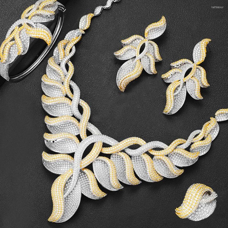 Necklace Earrings Set GODKI Trendy Leaf Charms 4Pcs Statement Earring Bangle Ring Luxury Nigerian Dubai For Women Cubic, Picture shown
Necklace Earrings Set GODKI Trendy Leaf Charms 4Pcs Statement Earring Bangle Ring Luxury Nigerian Dubai For Women Cubic, Picture shown