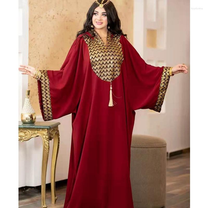 Ethnic Clothing Wepbel Muslim Abaya Dubai Women Long Dress Turkey Kaftan Pullover Djellaba Knitting Red Ramadan Islamic Robe abaya dubai kaftan chauss