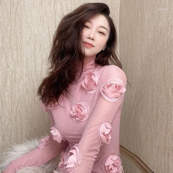 Women's T Shirts Three-Dimensional Design Flower Half-High Collar Long Sleeves T-shirt Female 2022 Spring Niche Slim Fit Slimming Black Top
Women's T Shirts Three-Dimensional Design Flower Half-High Collar Long Sleeves T-shirt Female 2022 Spring Niche Slim Fit Slimming Black Top