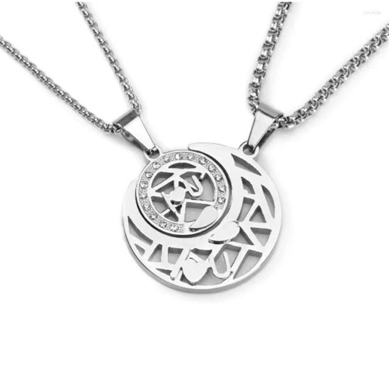 Pendant Necklaces Couple Splicing Necklace Sun Moon Hollow Out Titanium Steel Men And Women Fashion Lover Gift Jewelry
Pendant Necklaces Couple Splicing Necklace Sun Moon Hollow Out Titanium Steel Men And Women Fashion Lover Gift Jewelry
