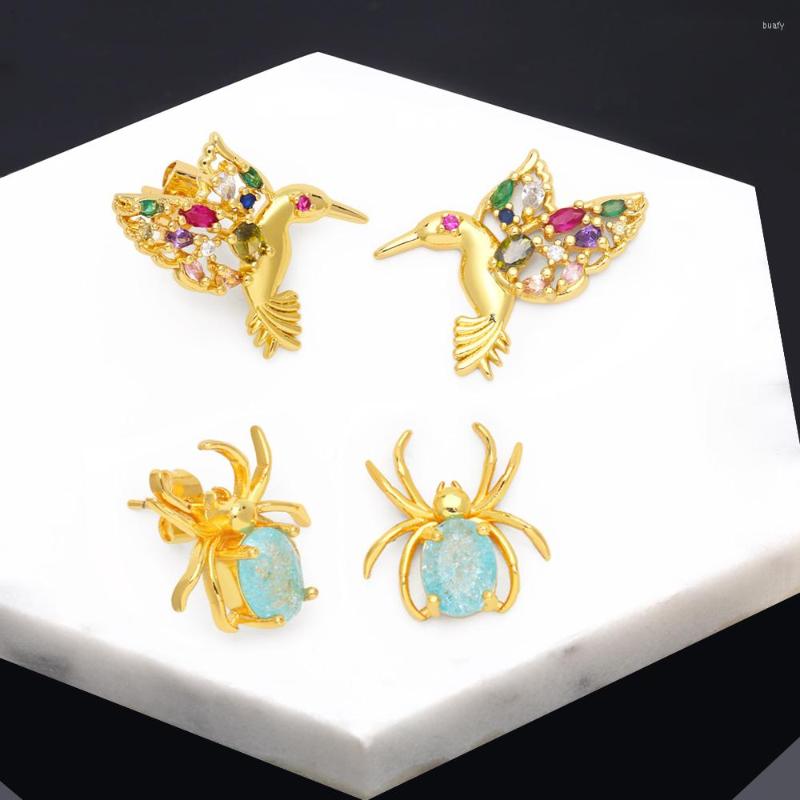 Stud Earrings FLOLA Copper Zircon Spider For Women Rainbow Crystal Woodpecker Ear Studs Gold Plated Jewelry Gifts Ersa163
Stud Earrings FLOLA Copper Zircon Spider For Women Rainbow Crystal Woodpecker Ear Studs Gold Plated Jewelry Gifts Ersa163