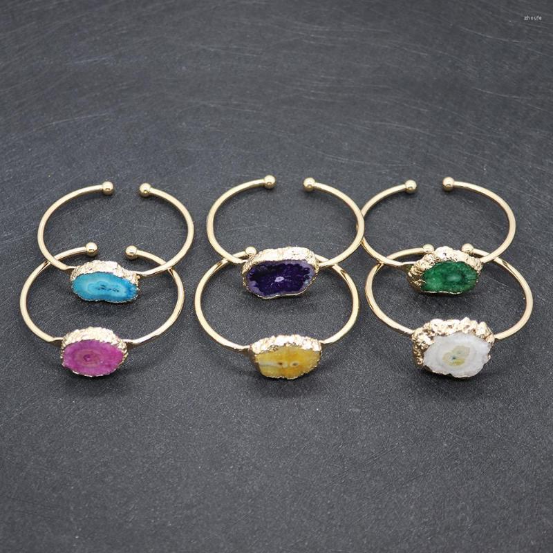 Bangle 1 Strand Fashion Crystal Agate Bracelet Bangles 18x25mm-22x35mm Stone Size 63 Diameter Purple Blue Green Yellow Colors
Bangle 1 Strand Fashion Crystal Agate Bracelet Bangles 18x25mm-22x35mm Stone Size 63 Diameter Purple Blue Green Yellow Colors