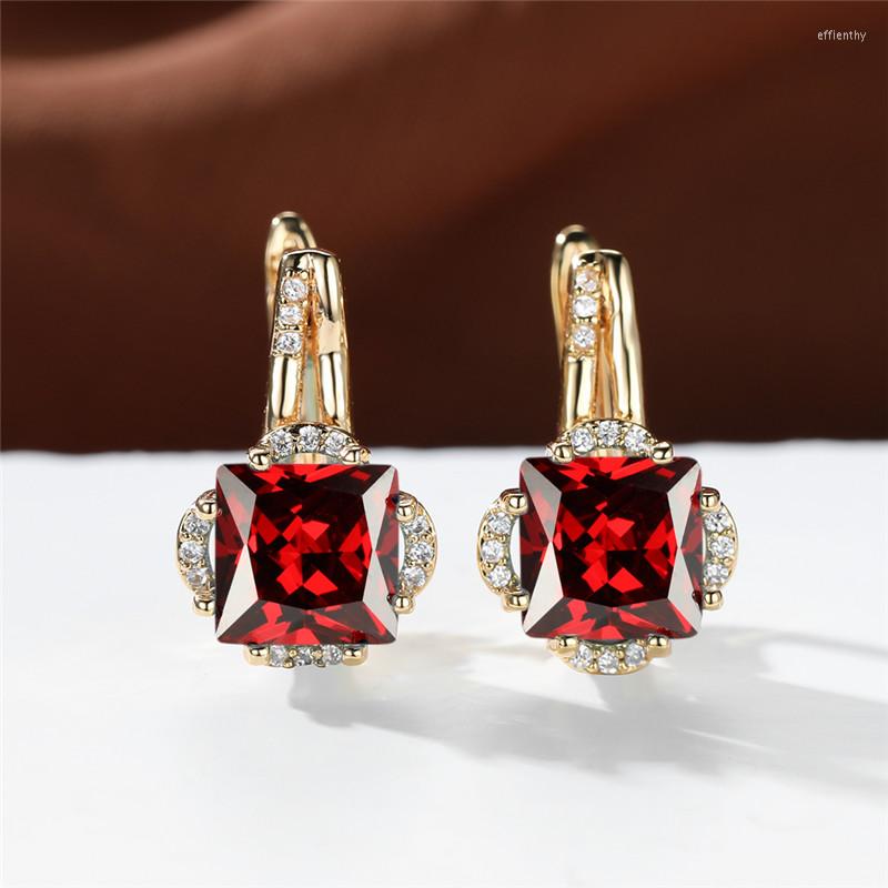 Hoop Earrings Luxury Female Crystal Square Stone Cute Red Zircon Charm Gold Color Wedding For Women
Hoop Earrings Luxury Female Crystal Square Stone Cute Red Zircon Charm Gold Color Wedding For Women