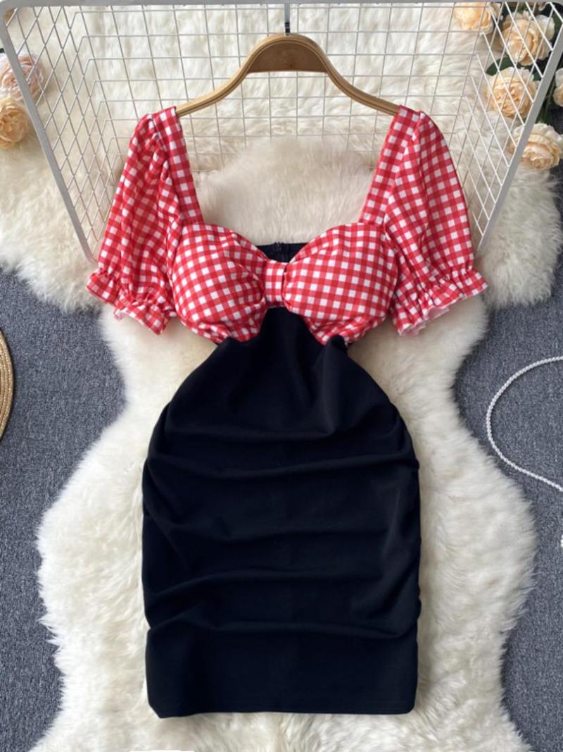 Party Dresses Sexy Dress Women Retro Style Plaid Print Patchwork Mini Bodycon Summer Short Sleeve High Waist Slim Fit Club Outfits, Black
Party Dresses Sexy Dress Women Retro Style Plaid Print Patchwork Mini Bodycon Summer Short Sleeve High Waist Slim Fit Club Outfits, Black