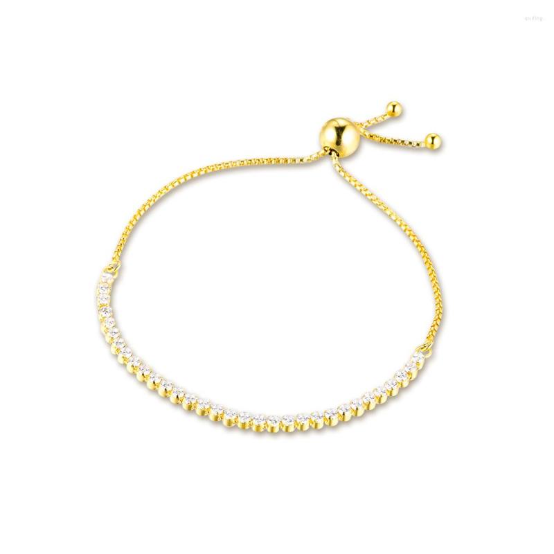 Link Bracelets QANDOCCI Sparkling Strand Shine Bracelet 925 Sterling Silver Jewelry For Women DIY Wholesale 2022 Summer