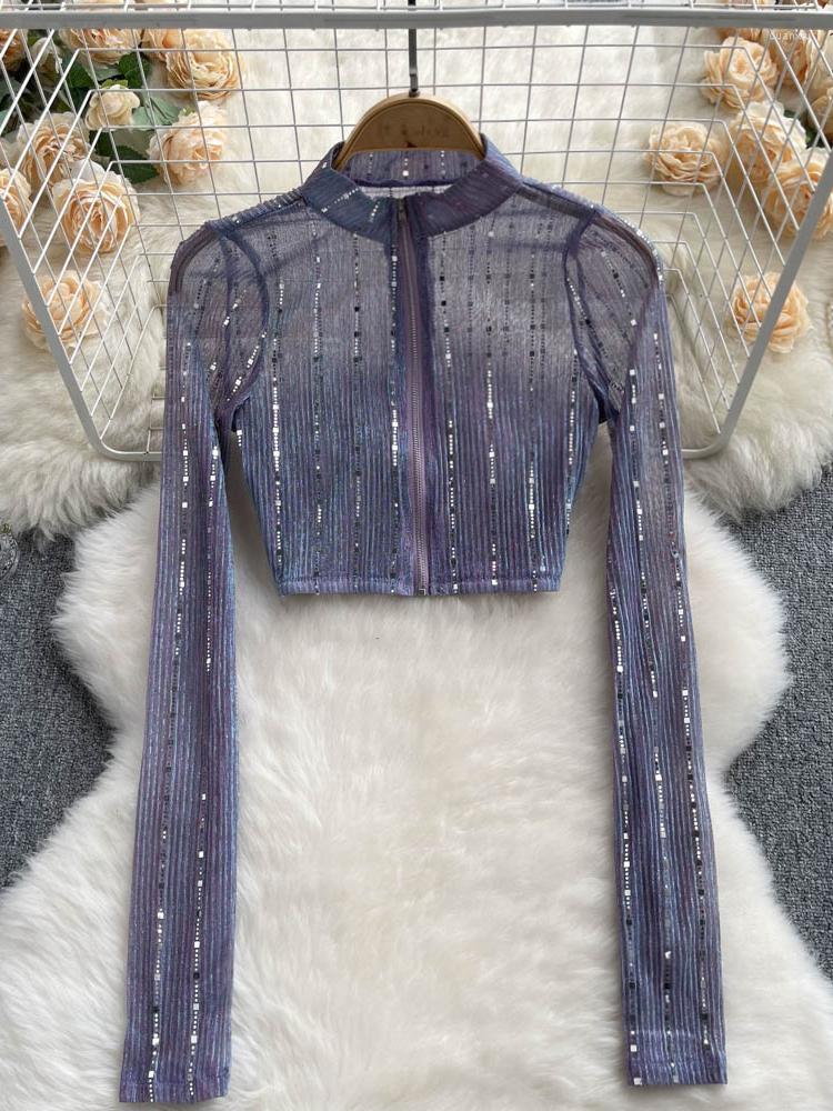 Women's T Shirts Women Summer Shirt Temperament Zip Crew Neck Short Blouse Long Sleeved T-shirt Beaded Beautiful Thin D2584, Blue
Women's T Shirts Women Summer Shirt Temperament Zip Crew Neck Short Blouse Long Sleeved T-shirt Beaded Beautiful Thin D2584, Blue