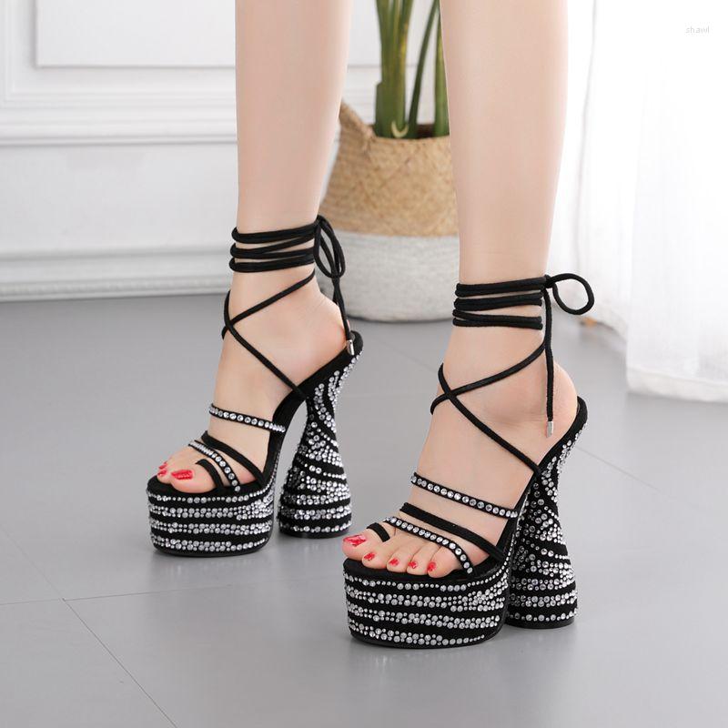 Sandals Rhinestone Chunky High Heels Round Toe Open Ladies 16cm Heel Shoes Platform Peep Cross Strap Women Sandalia, Picture shown
Sandals Rhinestone Chunky High Heels Round Toe Open Ladies 16cm Heel Shoes Platform Peep Cross Strap Women Sandalia, Picture shown