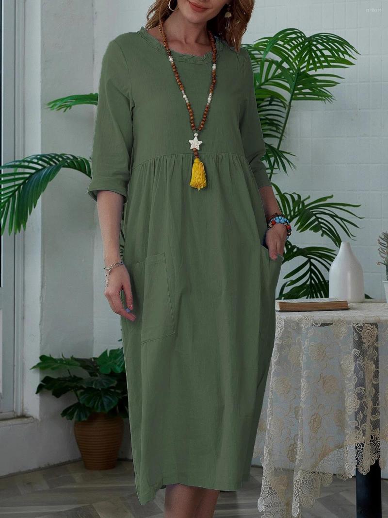 Casual Dresses Vintage Black White Dress O Neck 3/4 Sleeve High Waist Loose Mid Calf Beach Pocket Woman Clothes Robe
Casual Dresses Vintage Black White Dress O Neck 3/4 Sleeve High Waist Loose Mid Calf Beach Pocket Woman Clothes Robe