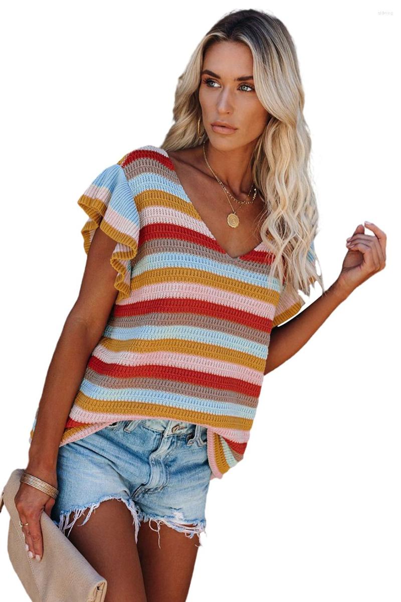 Women' Tanks Pink Striped Ruffle Short Sleeve Knit Blouse Top Women Casual Fashion V Neck Knitted 2XL Camisetas Multi Color, Blue
Women' Tanks Pink Striped Ruffle Short Sleeve Knit Blouse Top Women Casual Fashion V Neck Knitted 2XL Camisetas Multi Color, Blue