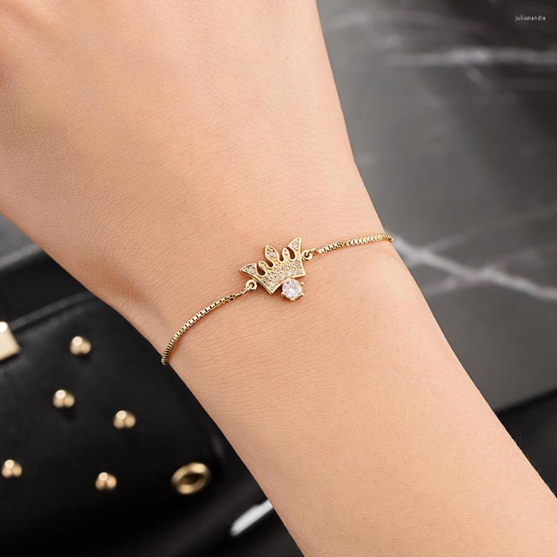 Link Bracelets Luxury Crown Crystal Women's Charm Bangles Gold Color Fashion Jewelry Accessories Pulseras Mujer Wristlet Wedding Gift
Link Bracelets Luxury Crown Crystal Women's Charm Bangles Gold Color Fashion Jewelry Accessories Pulseras Mujer Wristlet Wedding Gift