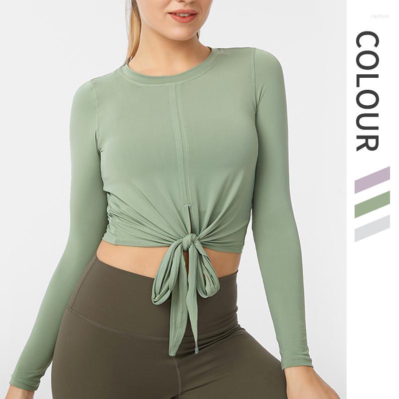 Active Shirts Women Crop Top Yoga Longsleeve Sportswear Tie A Knot T Shirt Gym Clothing Femme Running Fitness Breathable Crew Neck, White 
Active Shirts Women Crop Top Yoga Longsleeve Sportswear Tie A Knot T Shirt Gym Clothing Femme Running Fitness Breathable Crew Neck, White