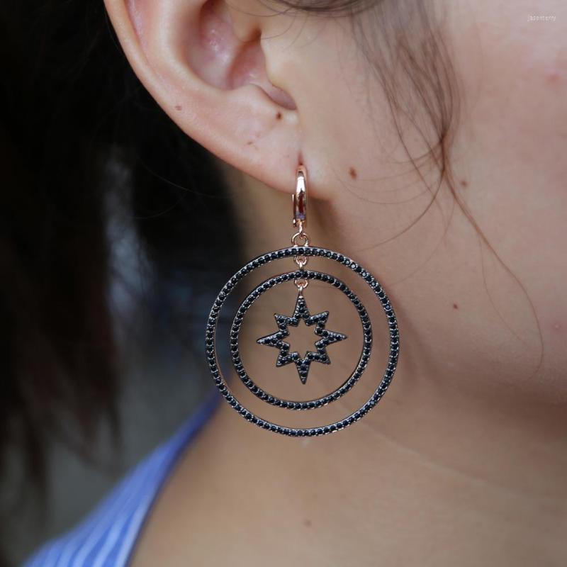 Dangle Earrings Geometric Dangling Round Circle Earring Paved Black Cubic Zirconia Luxury Trendy Gorgeous Women 
Dangle Earrings Geometric Dangling Round Circle Earring Paved Black Cubic Zirconia Luxury Trendy Gorgeous Women