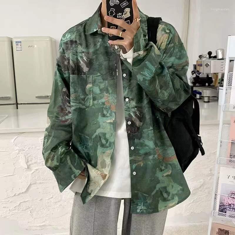 Men's Casual Shirts 2022 Men's Fashion Retro Oil Painting Printed Long Sleeved Street Loose Couple's Clothes Shirt Green Color Coat 
Men's Casual Shirts 2022 Men's Fashion Retro Oil Painting Printed Long Sleeved Street Loose Couple's Clothes Shirt Green Color Coat