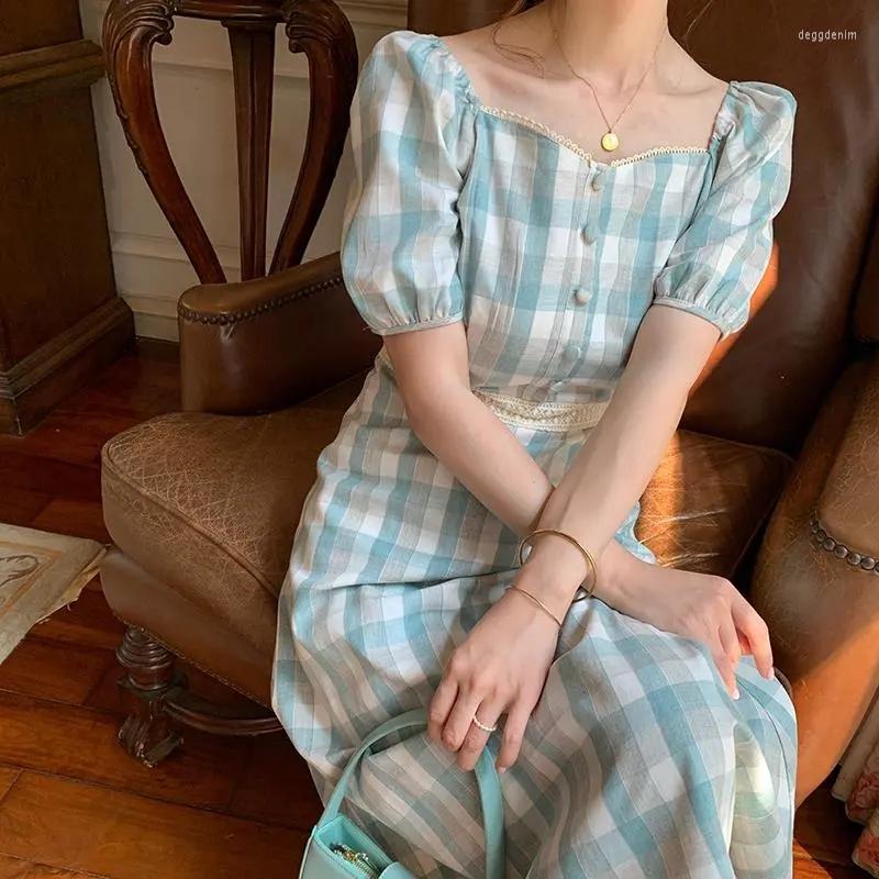 Party Dresses Heydress Elegant Plaid Botton Square Collar Puff Sleeve High Waist Dress Casual, Blue
Party Dresses Heydress Elegant Plaid Botton Square Collar Puff Sleeve High Waist Dress Casual, Blue