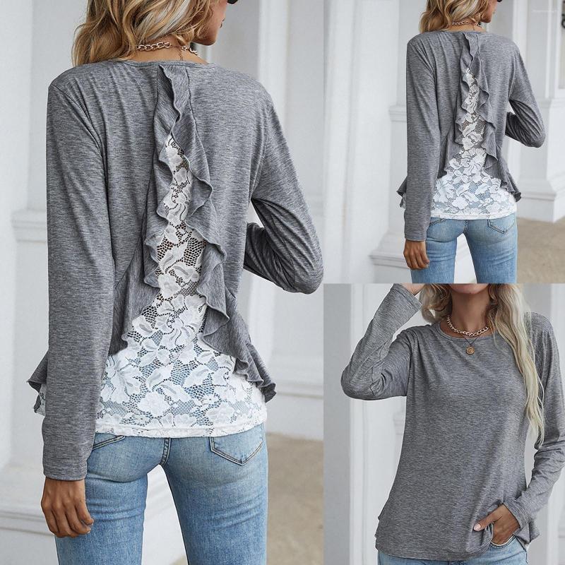 Women' T Shirts Grey Long Sleeve Lace Stitching Round Neck Women' Sexy Back Hollow T-shirt Fashion All-match Top Thin Pullover, Gray
Women' T Shirts Grey Long Sleeve Lace Stitching Round Neck Women' Sexy Back Hollow T-shirt Fashion All-match Top Thin Pullover, Gray