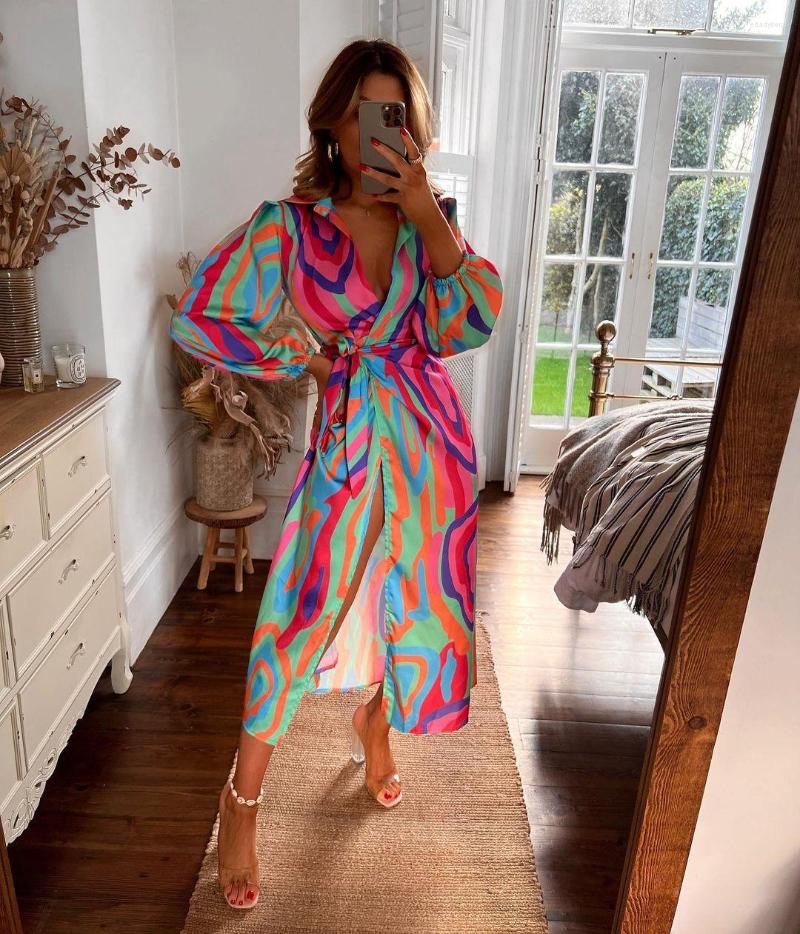 Casual Dresses Elegant V-Neck Lace Up Printed Dress Women Lantern Sleeve Split Hip Package Ladies Summer Floral Female Vestido 2022, Orange
Casual Dresses Elegant V-Neck Lace Up Printed Dress Women Lantern Sleeve Split Hip Package Ladies Summer Floral Female Vestido 2022, Orange