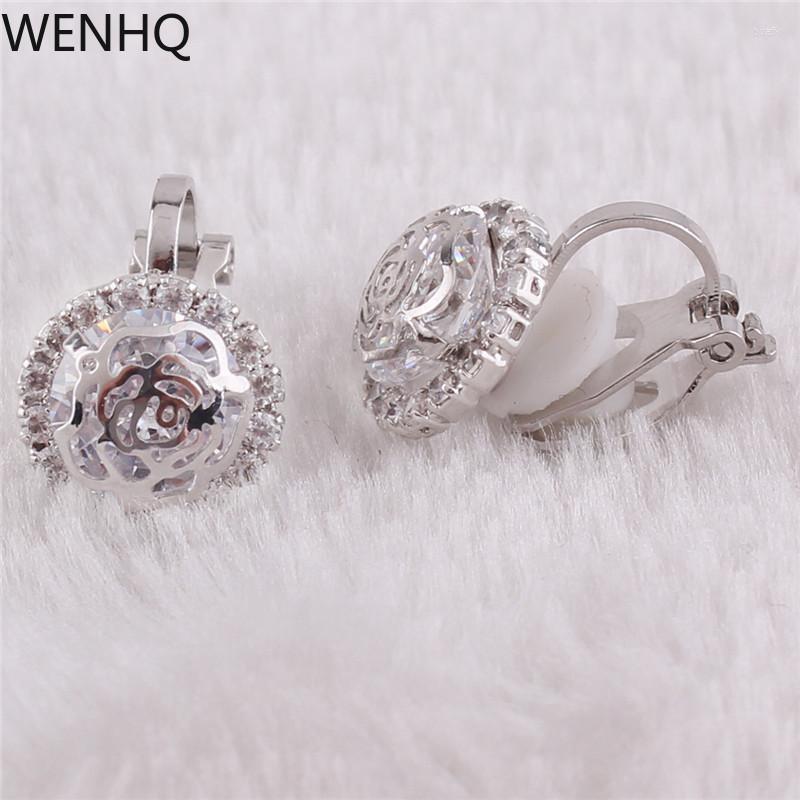 Backs Earrings WENHQ Rose Flower Cubic Zircon Round Clip On No Pierced For Girl Women's Statement Wedding Cuff Ear
Backs Earrings WENHQ Rose Flower Cubic Zircon Round Clip On No Pierced For Girl Women's Statement Wedding Cuff Ear