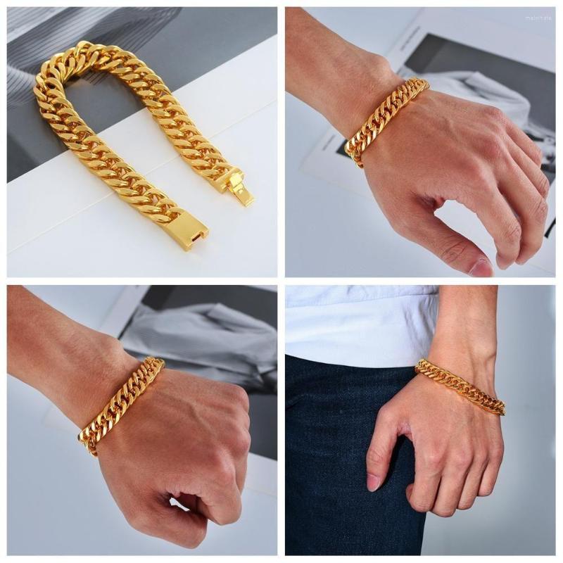 Link Bracelets 12mm Width Luxury Gold Color Women Men Cuban Bracelet Chain Hip Hop Stainless Steel
Link Bracelets 12mm Width Luxury Gold Color Women Men Cuban Bracelet Chain Hip Hop Stainless Steel