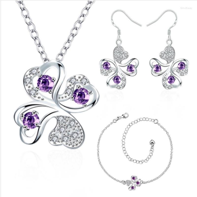 Necklace Earrings Set Garilina Latest Design Clover Silver Color Purple CZ Choker Pendant Bracelet Fashion For Women S2025, Picture shown
Necklace Earrings Set Garilina Latest Design Clover Silver Color Purple CZ Choker Pendant Bracelet Fashion For Women S2025, Picture shown