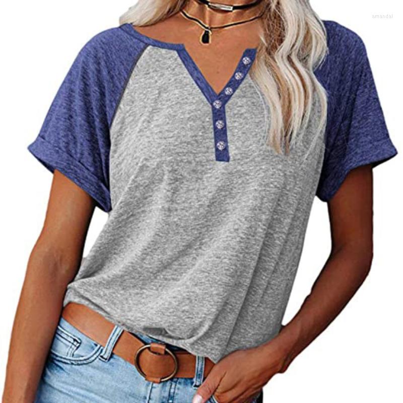 Women' T Shirts Summer Women Fashion Short Sleeve V Neck Stitching Button Shirt Femme Loose Casual Ladies Tops, Black
Women' T Shirts Summer Women Fashion Short Sleeve V Neck Stitching Button Shirt Femme Loose Casual Ladies Tops, Black